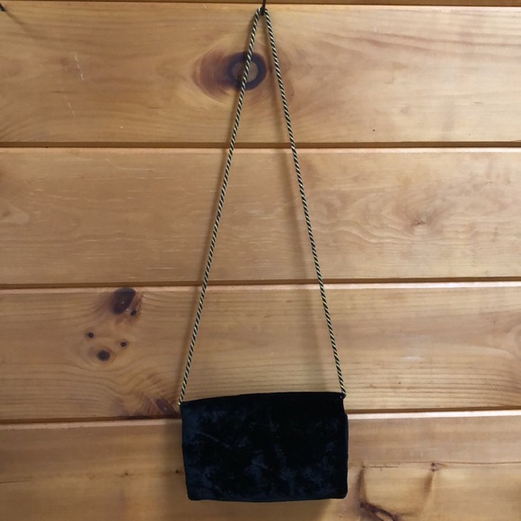 Vintage Zardozi Black Velvet Evening Purse Metal Thread Goldwork Embroidery - Picture 8 of 12